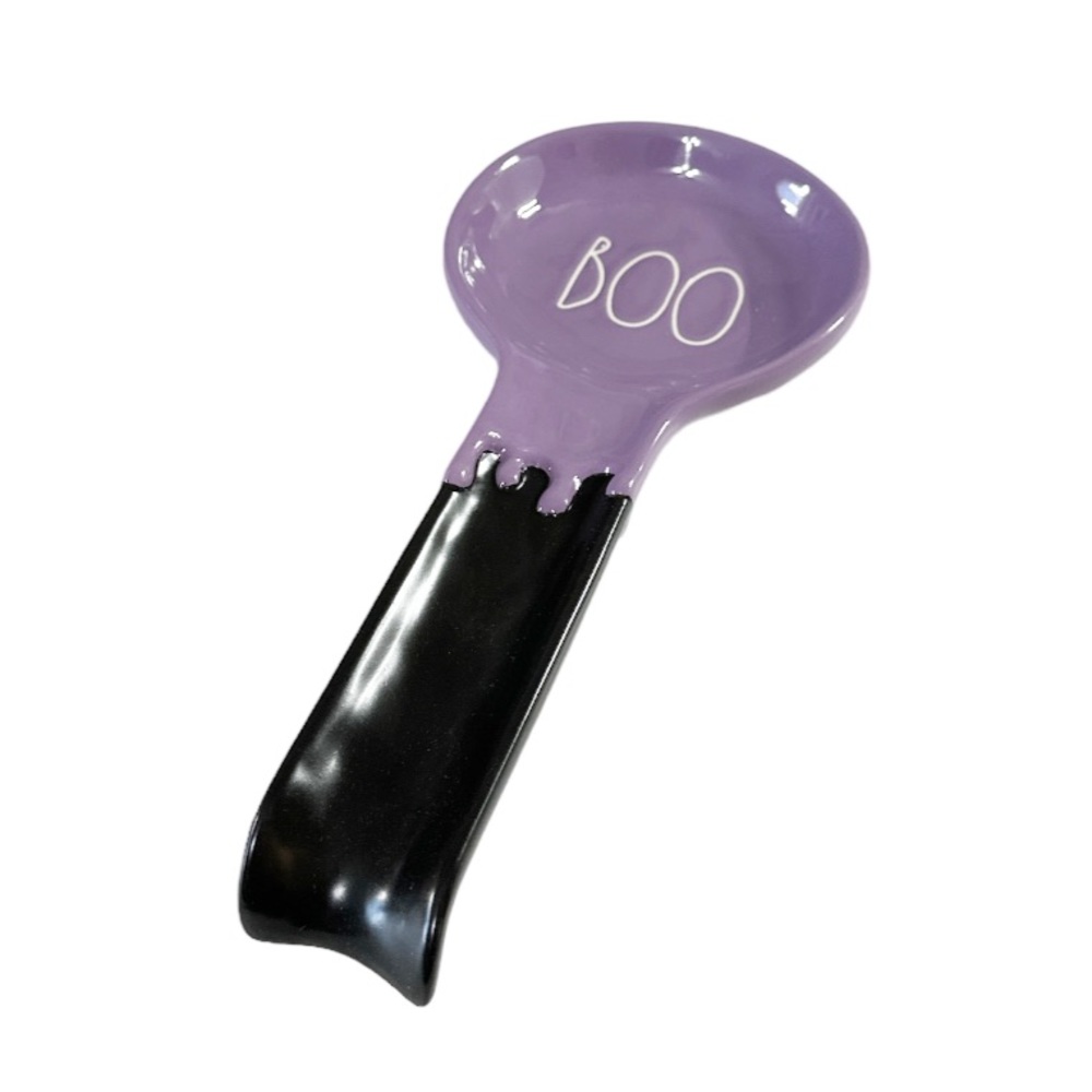 NEW Rae Dunn BOO Halloween Spoon Rest w/Purple Drip ☠️